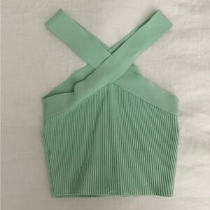Aritzia Light Green Cross-Back Ribbed Tank